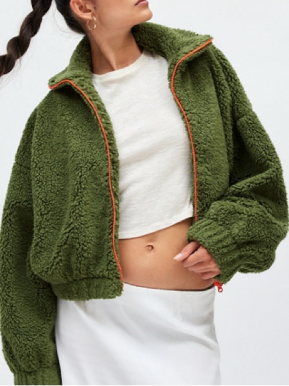 Urban Outfitters Kimchi Blue Snow Bunny Piled Fleece Zip Up Jacket
